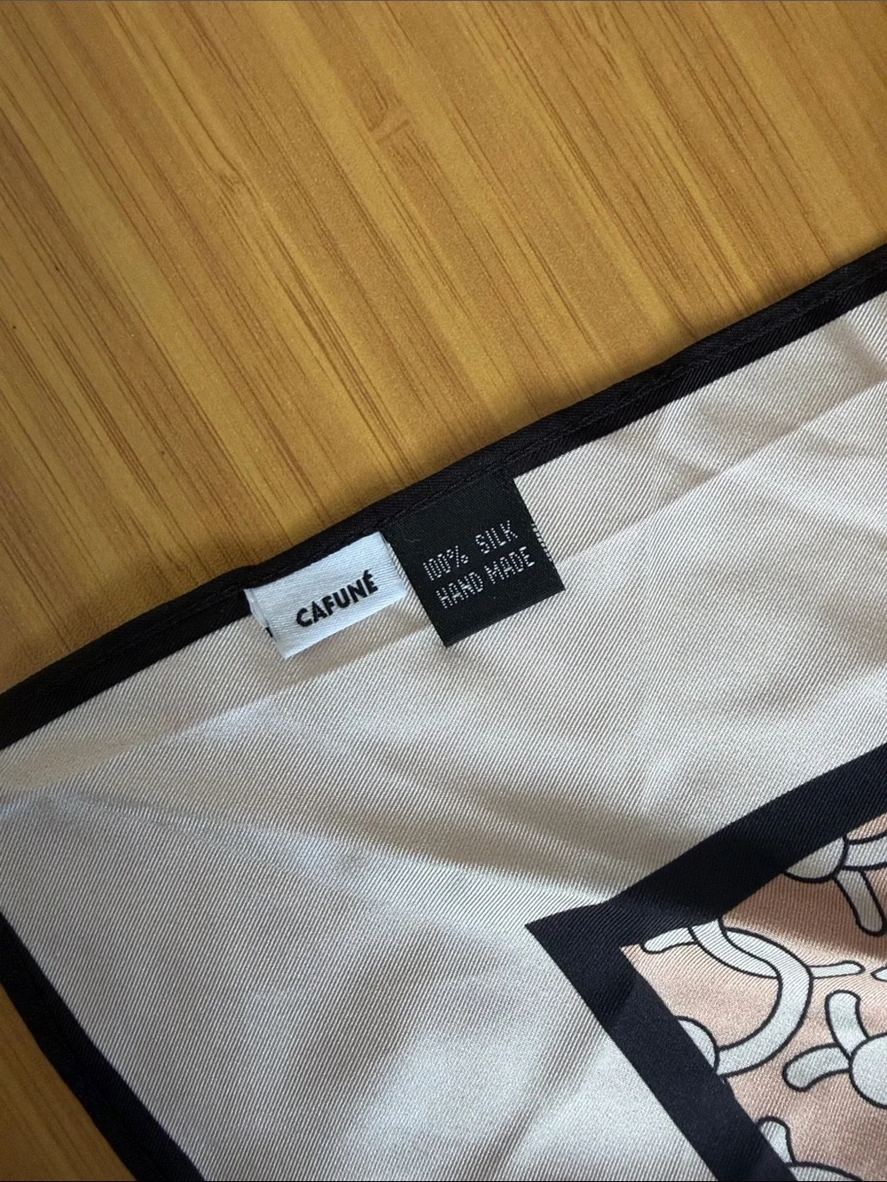 Cafuné Locked C Silk Scarf with Black Trim